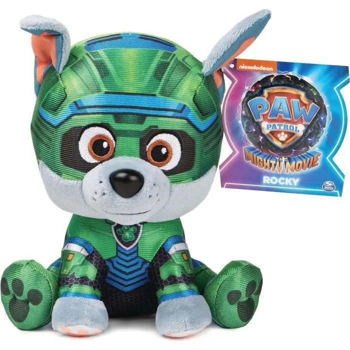 Paw Patrol The Movie 2 mascotte Rocky peluche douce 17 cm-1