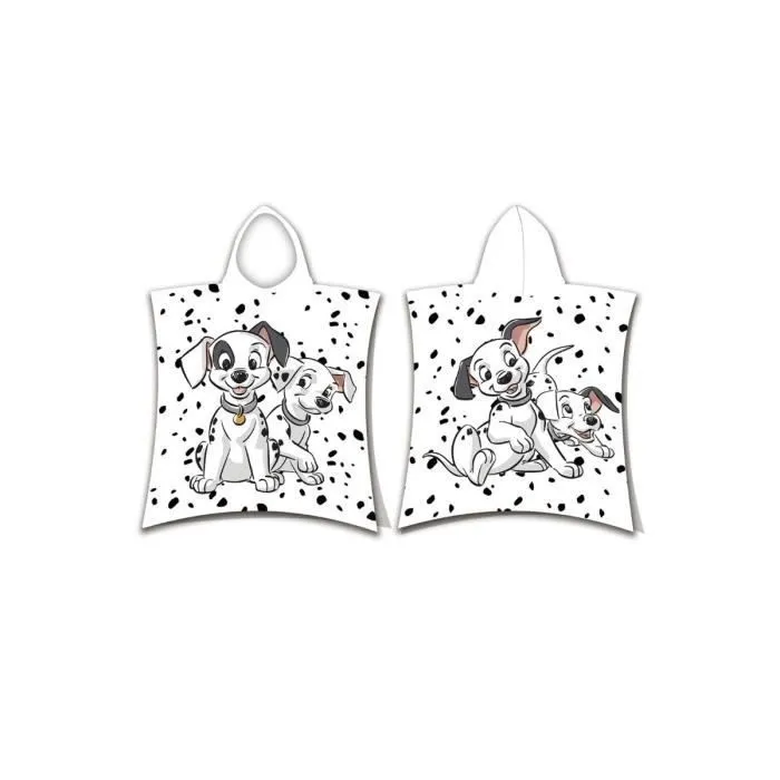 Serviette à Capuche Poncho - 101 Dalmatiens - Patch et Rolly - 100% Coton - Lavable en Machine - 50x115 cm-0