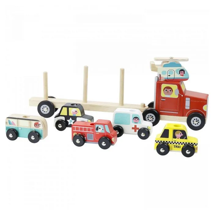 Jouet d'éveil en bois - Vilac - Empil'auto - Camion porteur - Rouge - À partir de 2 ans-4