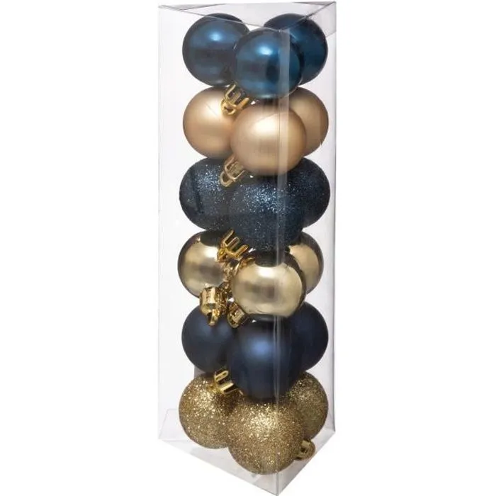 Kit déco pour sapin de Noël - 18 Pièces - Bleu et or-0
