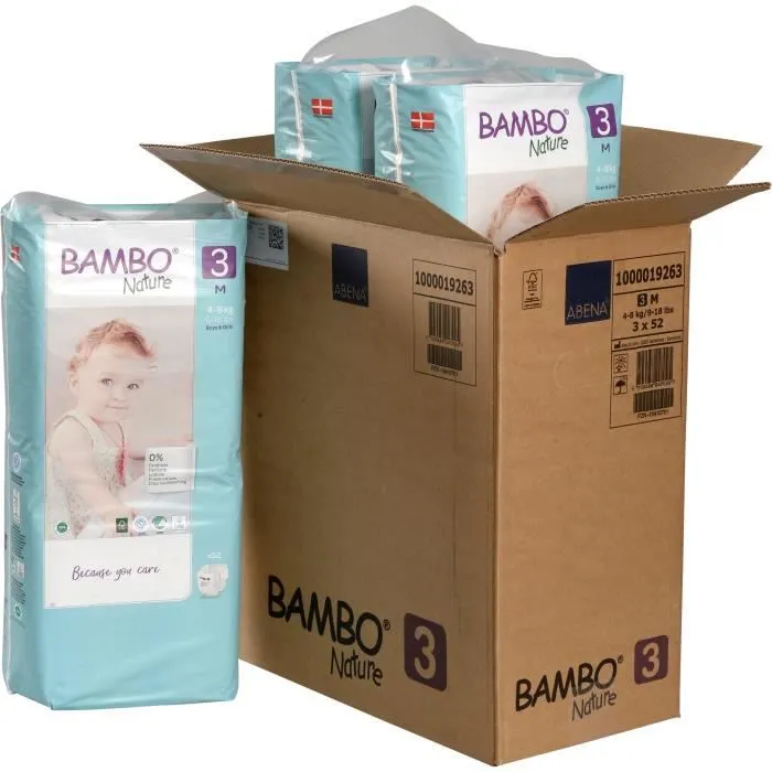 Couches éco-conçues Bambo Nature - Taille 3 - Carton de 156 unités-0