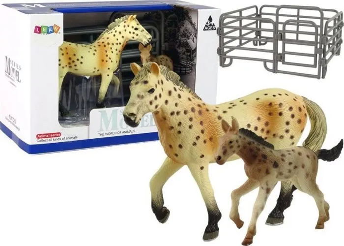 Leantoys - 12371 - Lot de 2 figurines chevaux ferme cheval poulain race Knabstrupper LEAN Toys-0