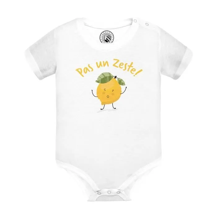Body Bébé Manche Courte Blanc Pas un Zeste Mignon Humour Jeu de Mot Citron-0