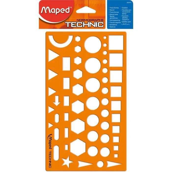 Normographe Technic MAPED - Trace-formes antichoc - Orange-0