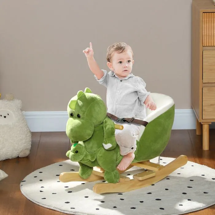Dinosaure à bascule AIYAPLAY cheval à bascule pour enfants 18-36 mois avec marionnette à main ceinture de sécurité et 32 chansons-1