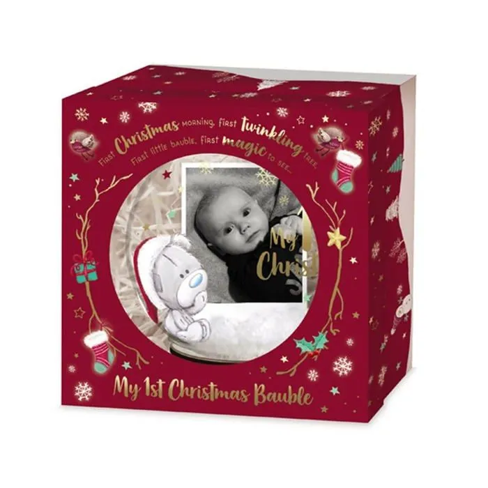 Me to you bear - XGT92005 - Me To You Boule de Noel en Verre avec Photo Bleu/dore/Gris/Rouge-0