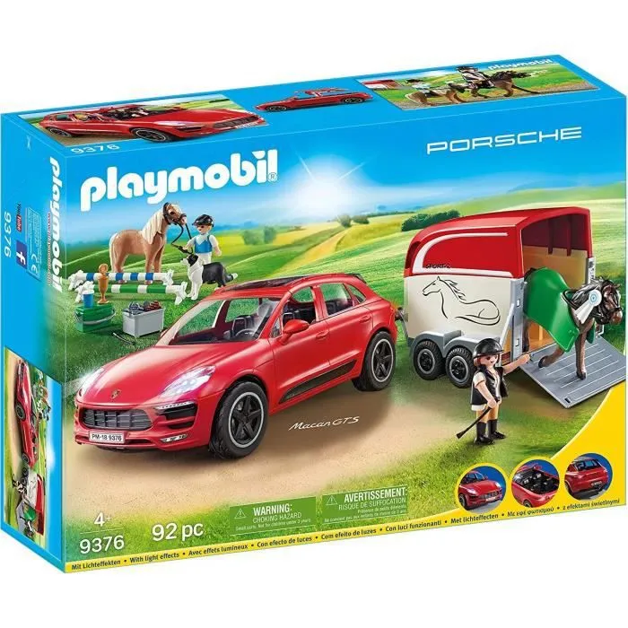 PLAYMOBIL - Porsche Macan GTS - Avec remorque pour cheval - 92 pièces - A partir de 4 ans-0