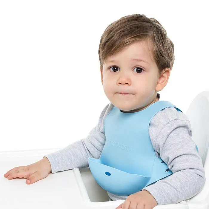 Bavoir récupérateur en silicone - Bleu-1