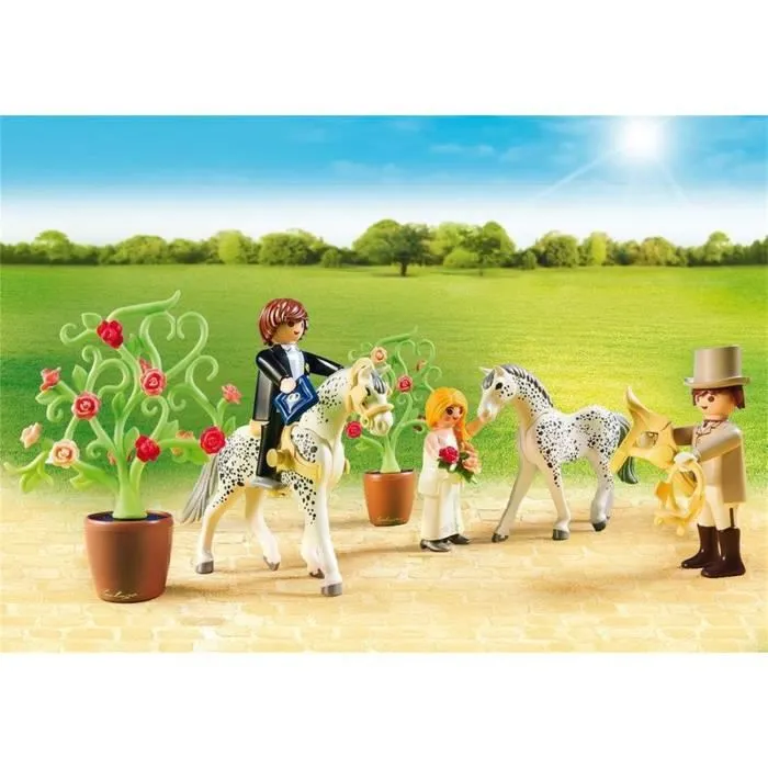 PLAYMOBIL - City Life - Carrosse et couple de mariés - 2 chevaux appaloosa - 3 personnages-3