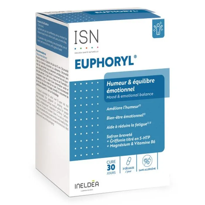 ISN - Euphoryl - Complément alimentaire - Safran et Magnésium Marin - Bon équilibre émotionnel - Vitalité - 90 gélules végétales-0
