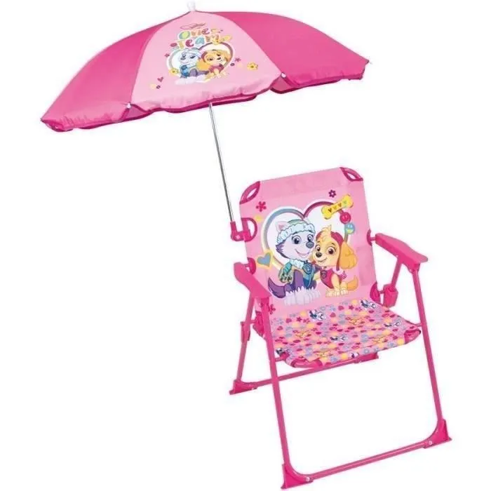 Chaise pliante de camping PAT'PATROUILLE Stella Everest avec parasol ø 65 cm - FUN HOUSE-0