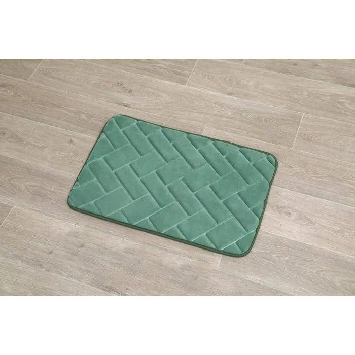 TENDANCE - Tapis de salle de bain Vert en relief 40 x 60 cm-0