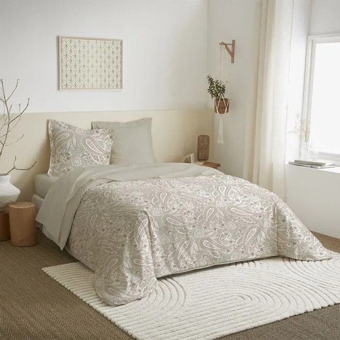 Parure de draps 4 pièces pour lit 140 x 190 cm Cachemire naturel-0