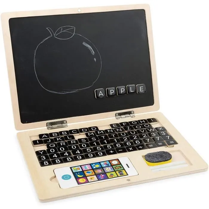 ordinateur Portable en Bois avec Tableau aimanté pour enfant