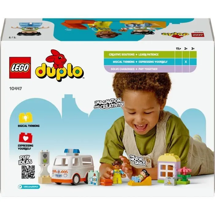 LEGO DUPLO 10447 L’ambulance et le chauffeur - Jouet interactif pour les enfants dès 2 ans-5