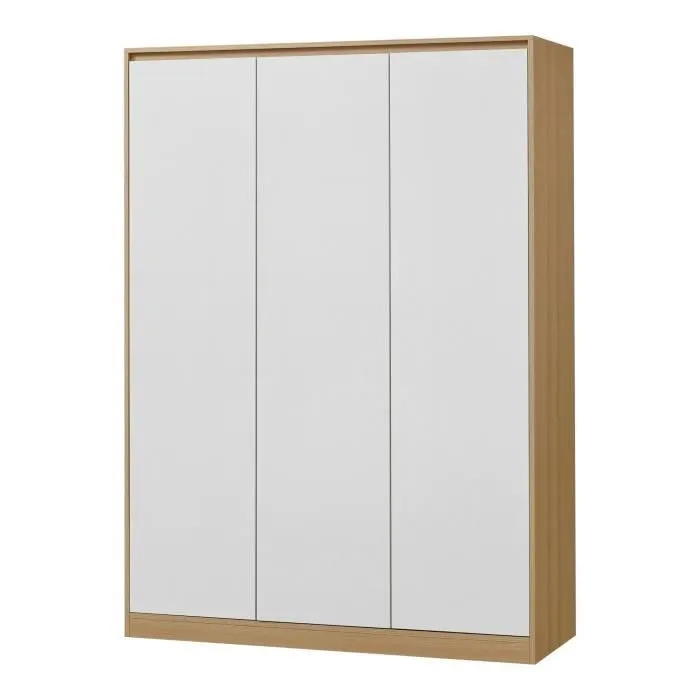 Armoire de chambre Bastheim avec 4 étagères MDF 176 x 120 x 52 cm effet chêne blanc-2