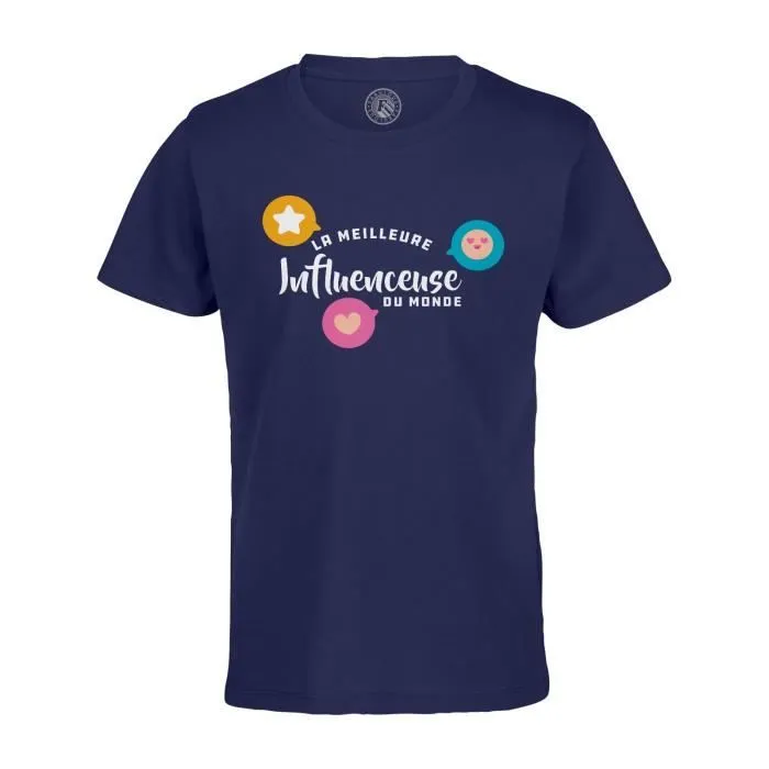 T-shirt Enfant Bleu La Meilleure Influenceuse du Monde Réseaux Sociaux Internet-0