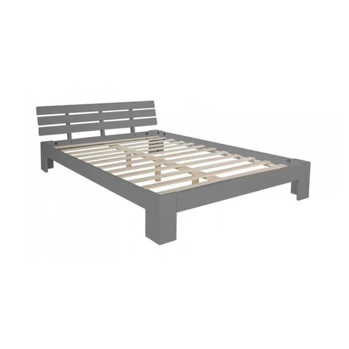 Lit double lit futon en bois 160x200 lit pin gris cadre de lit bois massif - HomeStyle4U - 2038-0