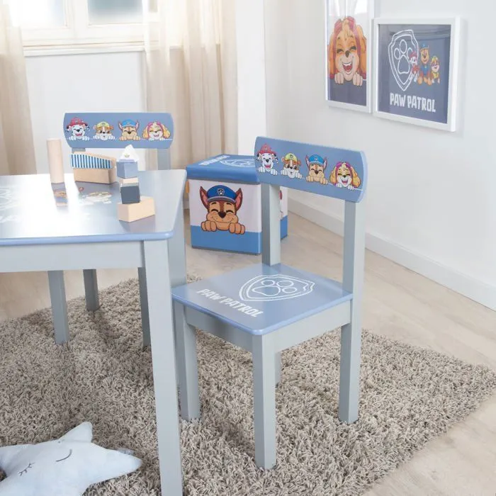 Ensemble Table + 1 Chaise Enfant ROBA Pat'Patrouille - Motif Chiens Chase Ruben & Marcus - Bleu / Gris-2
