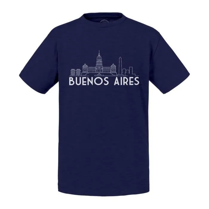 T-shirt Enfant Bleu Buenos Aires Minimalist Voyage Carte Postale Argentine-0