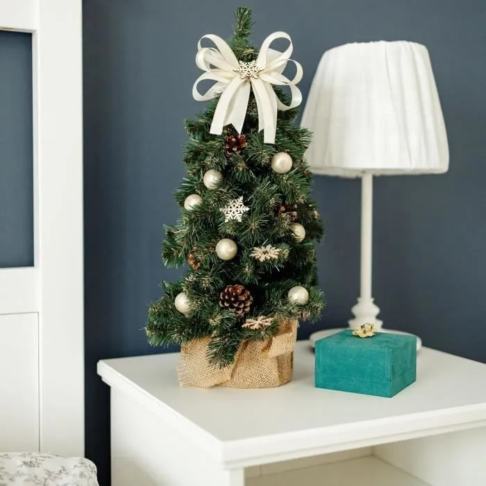 Sapin de Noel Artificiel Crème 40cm - Creative Home - Petit Sapin de Noel - Decoration Noel-2