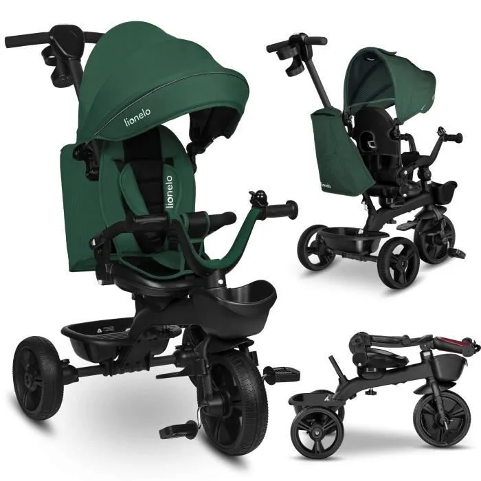 Tricycle évolutif LIONELO Kori - Siège réversible & réglable - Roue libre - Vert-0