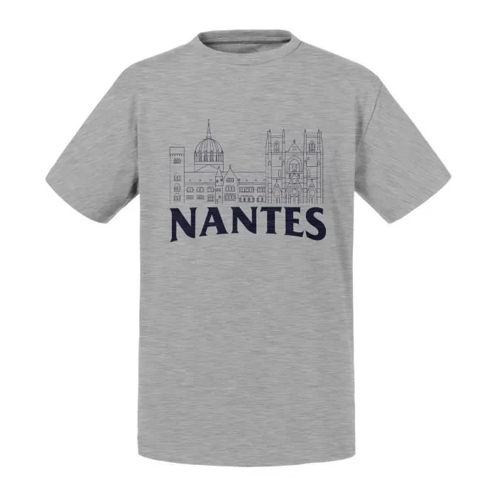 T-shirt Enfant Gris Nantes Minimalist France Ville Ouest Château-0