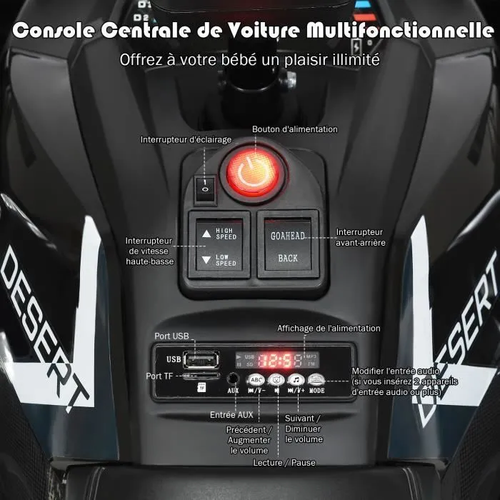 COSTWAY Quad Électrique 12V pour Enfants 3+ Ans, avec LED et Musique, 4 Roues Antidérapantes, pour Différents Terrains, Noir-1