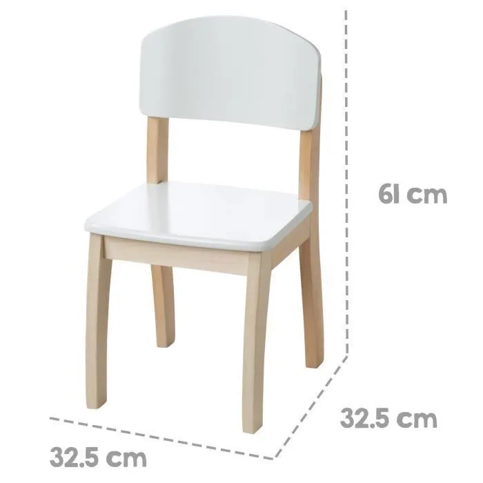 Chaise pour Enfant ROBA - Bois Laqué Blanc - Hauteur d'Assise 31.5 cm - Design Moderne et Incurvé-2