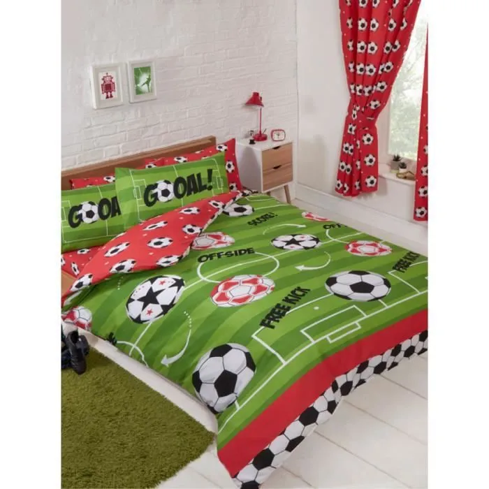 Ensemble de literie - Rapport - Football Rouge - 200x200 cm - Easycare - Enfant-1
