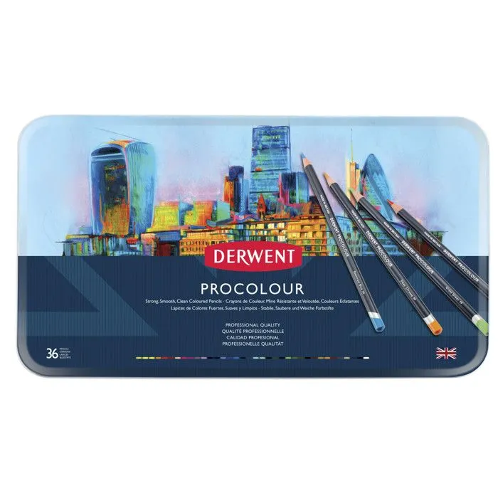 Crayon de couleur - Derwent - Procolour - Set de 36 - Vegan-friendly - Pointe ferme-1