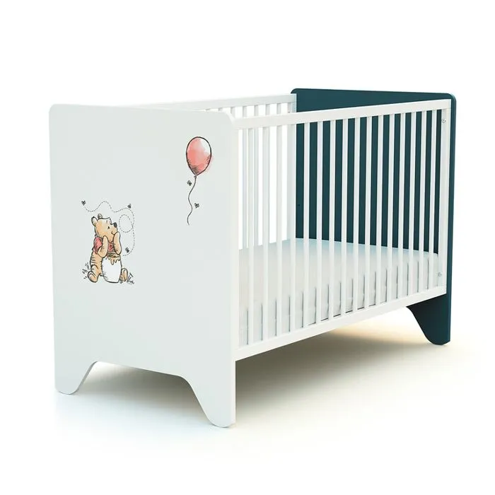 AT4 - Lit bébé 60 x 120 cm DISNEY Exploring Winnie - Réglable 3 hauteurs - Bleu Canard-2