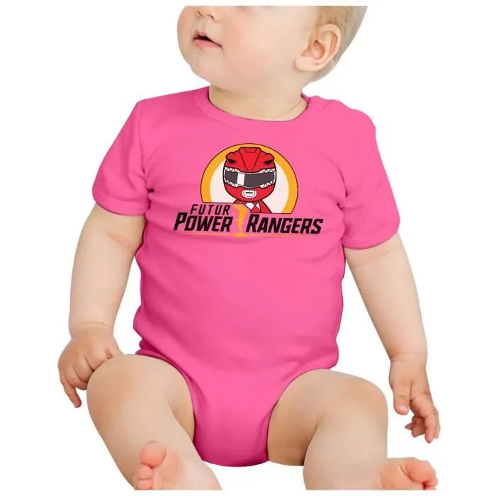 Body Bébé Manche Courte Rose Futur Power Rangers-1
