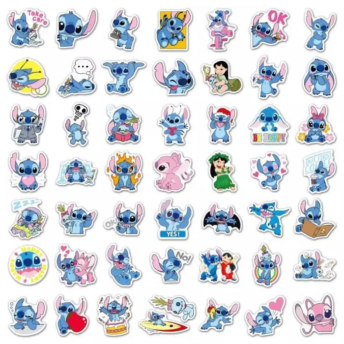 Autocollant Stitch Angel Lio Stickers - Generique - Lot de 20 - Résistant à l'eau - Blanc-3
