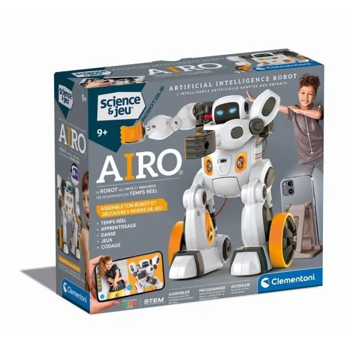 CLEMENTONI - AIRO, Robot à intelligence artificielle - Reconnait les gestes et les voix - Se déplace - Application dédiée avec algor-0