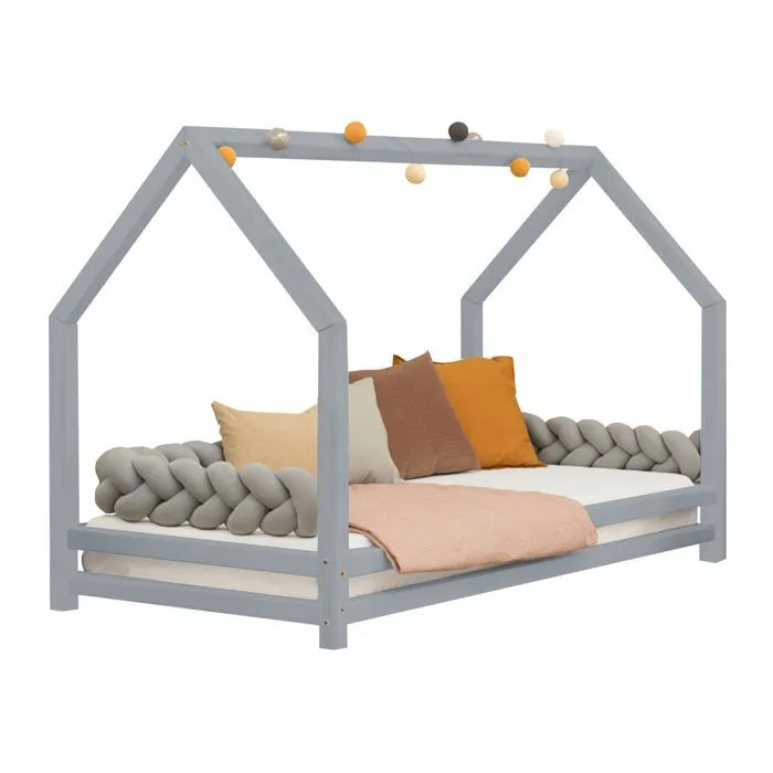 Lit cabane enfant FUNNY 120 x 200 gris-0