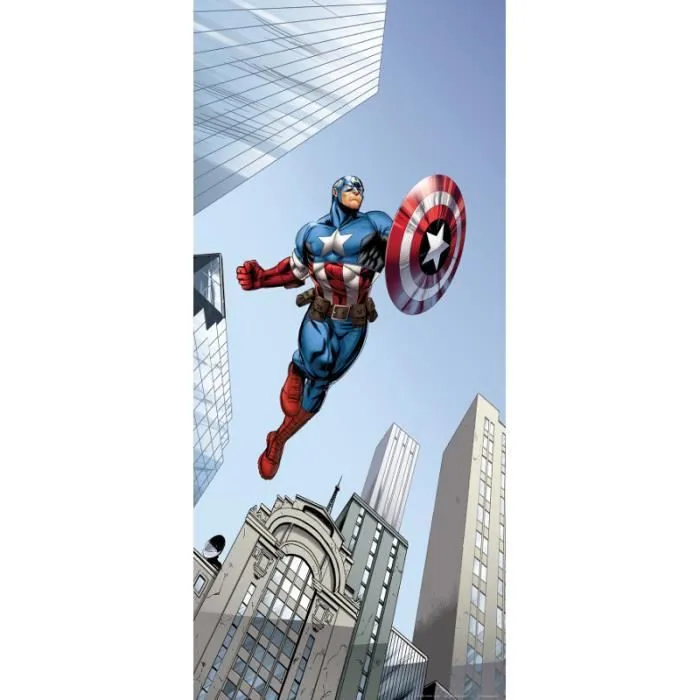 Poster porte - Marvel - Captain America - H 202 x L 90 cm - Multicolore - Décoration murale-1
