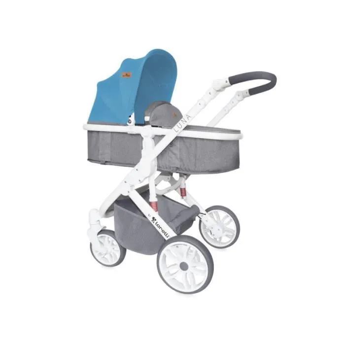 Poussette combinée 2 en 1 (4 roues) avec couvre jambes luna bleu-0
