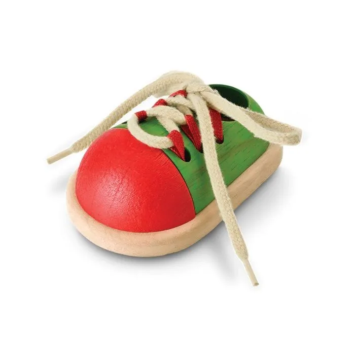 Jeu éducatif - Plan Toys - Chaussure à lacer en bois - Mixte - Vert - A partir de 36 mois-1