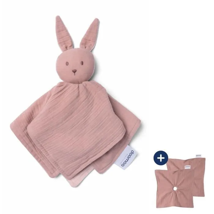 doomoo Doudou Bébé You&Me - Doudou Réversible et Réconfortant - Fourni avec 2 Corps pour Transporter l'Odeur du Parent, Rose-0