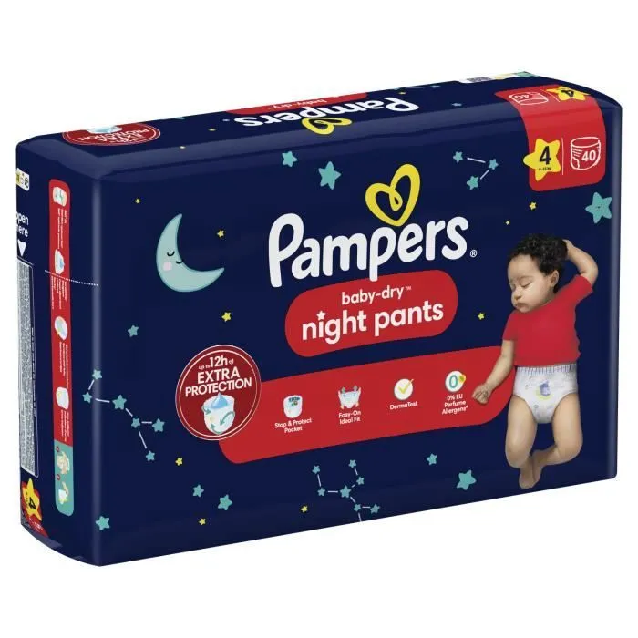 Couches-Culottes PAMPERS Baby-Dry Night Pants Pour La Nuit Taille 4 9kg-15kg 40 pièces-2