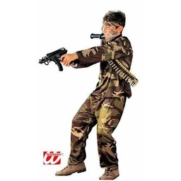 Déguisement force militaire pour garçon 11/13 ans - WIDMANN - sweat, pantalon, ceinture et bandanas - Noir-0