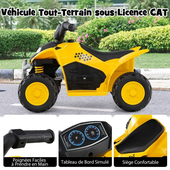 COSTWAY Quad Electrique pour Enfants 6V 4 Ah, Voiture Électrique Enfants avec Klaxon, LED, Pédale, 18 à 36 Mois, Jaune-5