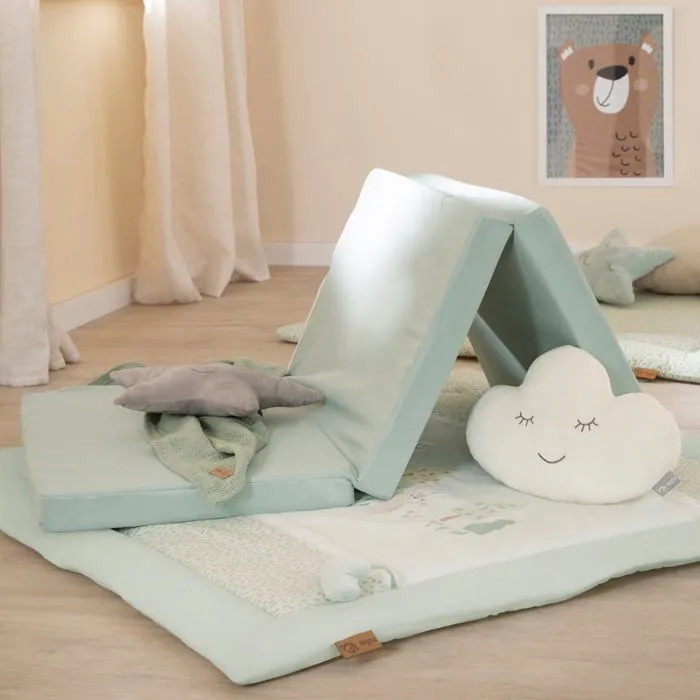 Tapis d'Éveil 100x100 cm - ROBA - Woodland Buddies - 100% Coton - Vert Pastel - Thème Forêt-3