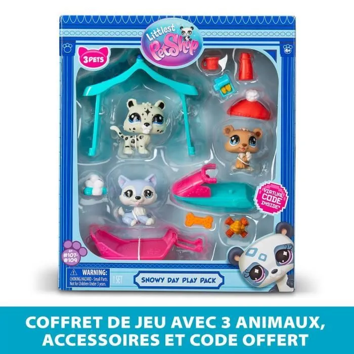 Pack à thème 3 Pets - BANDAI - Littlest Pet Shop Neige - Animaux et accessoires-1