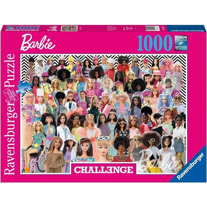 Puzzle 1000 pièces Barbie - Ravensburger - Challenge Puzzle - Rose - Mixte - Licence Barbie-1
