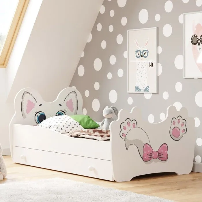 Lit enfant "PINKCAT" 160x80cm + tiroir + matelas-0