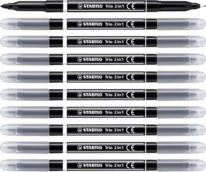 Feutres Stabilo - 223/46 - Lot de 10 Trio 2in1 Feutre et stylo 2 en 1 Noir-2