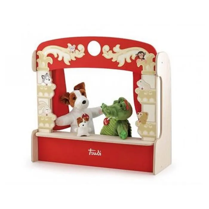 Sevi théâtre de marionnettes en bois 58 cm rouge-0