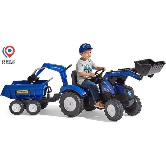 Tractopelle à pédales - FALK - New Holland - Dès 3 ans - 100% Fabriqué en France - 50% de plastique recyclé-2